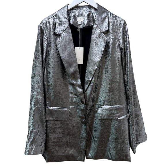 A New Day Metallic Silver Blazer XXL Lightweight Womens Evening Jacket NWT - Picture 1 of 7